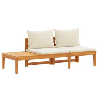 vidaXL Banco De Jard&iacute;n Y Mesa Cojines Crema Madera Maciza De Acacia Vidaxl