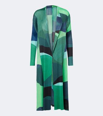 Pleats Please Issey Miyake C&aacute;rdigan Orbit estampado plisado