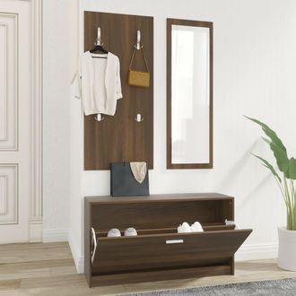 Berkfield Home 3-in-1 Shoe Cabinet Set Brown Oak Engineered Wood
