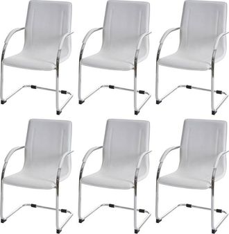 Hhg Hhg - Nunca Usado] Lote De 6 Sillas De Comedor Samara, Cantilever Silla De Cocina Sill&oacute;n Silla, Acero, Blanco