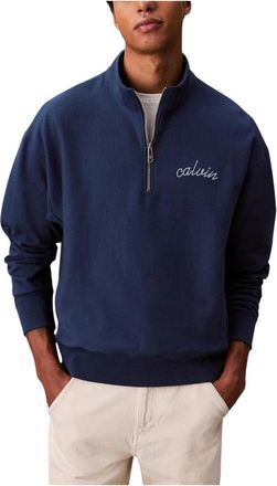Calvin Klein Jeans Premium Terry Chain - Heren - Sweatshirts - Blauw - S - Katoen - Hoodies & sweatvesten