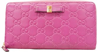 Gucci Pink Leather Long Wallet (Bi-Fold) (Pre-Owned)