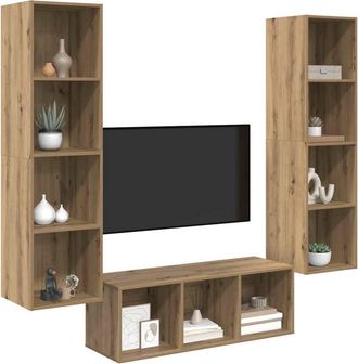 Berkfield Home TV Cabinet Set with Shelf 3 pcs Artisan oak 37 x 37 x 142.5 cm in Brown