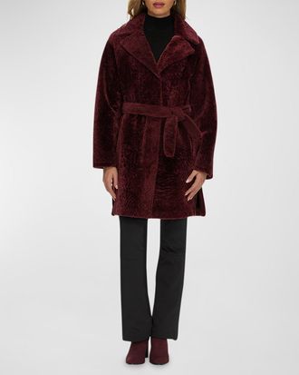 Gorski Reversible Lamb Shearling Belted Stroller Coat