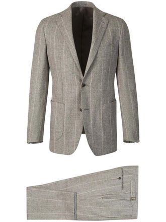 Atelier Munro striped wool-blend suit - men - Polyamide/Alpaca Wool/Linen/Flax - 52 - Brown