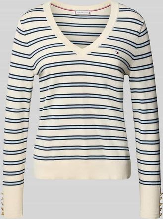 Tommy Hilfiger Regular Fit Strickpullover aus reiner Baumwolle in Ecru, Gr&ouml;&szlig;e XL