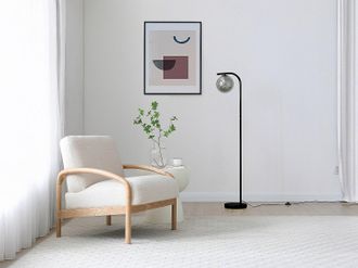 Vente-Unique Lampada da terra in metallo e vetro fum&eacute; - D.28 x H.150 cm - Nero SOFIA