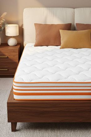 Living and Home Warm Orange Mattress for a Cozy Sleep Experience in White | Size: King