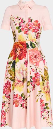 Teri Jon Floral-Print Fit-&-Flare Shirtdress