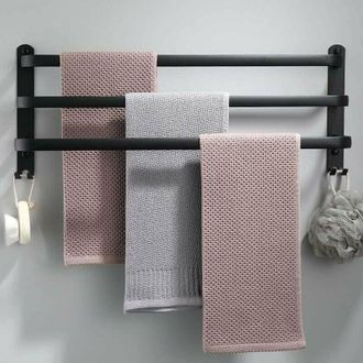 OEM Toallero De Aluminio De Pared - 3 Niveles - 60 Cm - Impermeable - Negro - Apto Para Ba&ntilde;o, Cocina, Cuarto De Ducha -crezuo