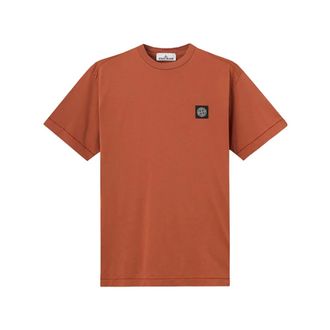 Stone Island Tops, Heren, Oranje, XL, Katoen, Tshirt