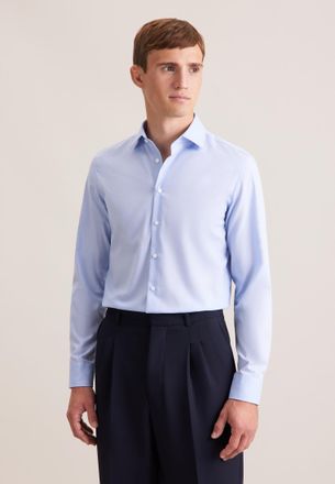 Seidensticker Businesshemd SEIDENSTICKER Schwarze Rose, Herren, Gr. XS (36), normale &Auml;rmell&auml;ngen, blau, 100% Baumwolle, unifarben, slim fit, 2-Knopf-Manschette, Hem