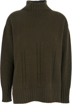 Tom Ford Brown Sweater With Mock Neck And Dropped Shoulders In Cashmere And Cotton Blend Woman