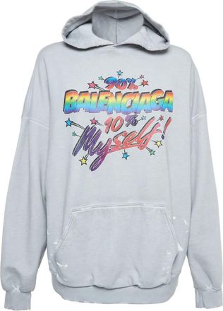 Balenciaga Felpa con stampa e cappuccio - Grigio