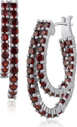 Kenneth Jay Lane Red Cubic Zirconia Double Hoop Earrings in Red/Clear Silver at Nordstrom Rack