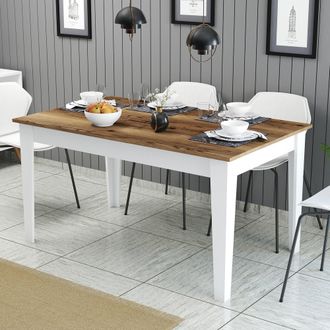 Dmora Mesa Fija Segura, 6 Plazas, Forma Rectangular, Soporta 120 Kg, 145x88x75h Cm Blanco