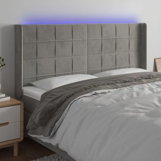vidaXL Cabecero Con Led De Terciopelo Gris Claro 163x16x118/128 Cm Vidaxl