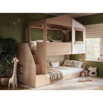 Flair Dreamland House Staircase Bunk Bed in Brown | Size: Single