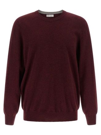 Brunello Cucinelli Red Crew Neck Sweater