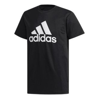 adidas Mens adidas Large Logo Printing Round Neck Pullover Short Sleeve Black T-Shirt CY9874