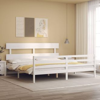 vidaXL Vidaxl - Estructura De Cama Con Cabecero Madera Maciza Blanco 200x200 Cm