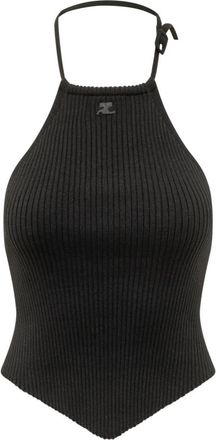 Courr&egrave;ges Black Knitted Halter Neck Top