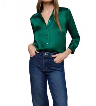 L'agence Dani 3/4 Sleeve Blouse In Bottle Green