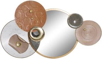 DKD Home Decor Decorazione da Parete DKD Home Decor Specchio Grigio Dorato Metallo Terracotta Moderno Cerchi (96,5 x 7 x 59 cm)