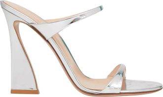 Gianvito Rossi Zilveren Strappy Hoge Hak Sandalen - Dames - Muiltjes - Grijs - 39 1/2 EU - Leer - Schoenen
