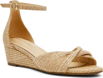 Anne Klein Whitby Ankle Strap Slide Sandal in Natural Raffia at Nordstrom, Size 6.5
