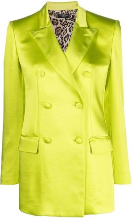 Philipp Plein double-breasted satin blazer - women - Spandex/Elastane/Polyester/Viscose - L - Yellow