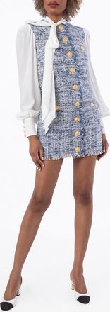 Balmain Tweed Pussy Bowl Mini Dress, Brand Size 34 ( US Size 2 )