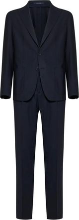 Tagliatore peak-lapels drawstring suit - men - Virgin Wool/Lycra - 48 - Blue