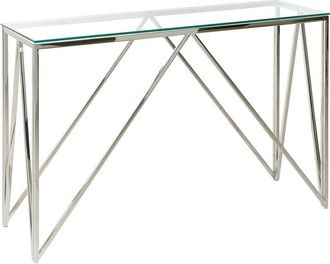 Beliani Console Table WESO Tempered Glass Silver