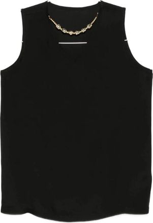 Fabiana Filippi V-neck satijnen top - Dames - Tops zonder mouwen - Zwart - XS - Satijn - Tops