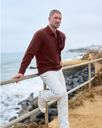 Vuori Clothing Long Sleeve Coronado Rugby | Spiced Apple Heather | Medium