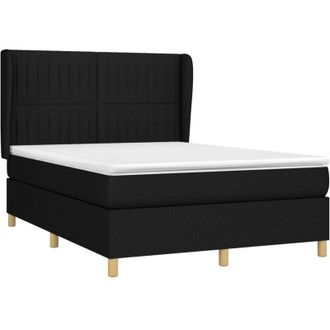 vidaXL Cama Box Spring Con Colch&oacute;n Tela Negro 140x200 Cm Vidaxl