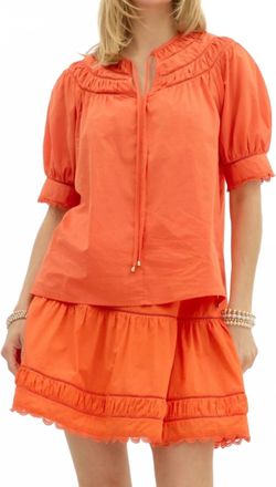 Entro Round Neck Tie Top In Orange