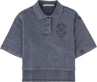 Alexander Wang Oversized Layered Hem Logo Polo Shirt