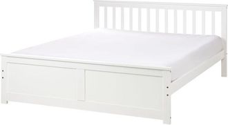 Beliani Letto matrimoniale in legno di Pino bianco con Rete a Doghe 160 x 200 cm Olendon