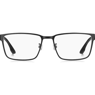 HUGO BOSS 57mm Rectangular Optical Glasses in Matte Black at Nordstrom