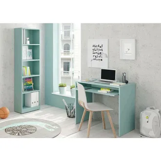Dmora Dmora - Librería Dmacagg, Librería alta con 5 baldas, Estante de oficina o dormitorio, Estante moderno con compartimentos, 52x25h80 cm, verde azulado