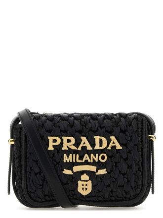 ショルダーバッグ・ポシェット Prada Black Raffia Crossbody Bag Prada Logo Raffia Woven Crossbody Bag (Shoulder bags) IFCHIC.COM