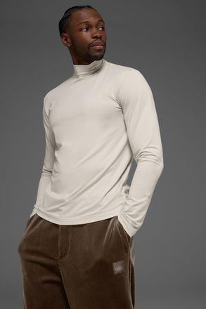 Alo | Conquer Reform Mock Neck Long Sleeve Top in Bone Beige, Size: Medium