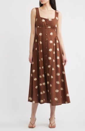 Blu Pepper Seashell Print Midi Dress in Brown at Nordstrom, Size Medium