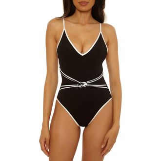 Trina Turk Triumph Braided One-Piece Swimsuit in Black at Nordstrom, Size 14