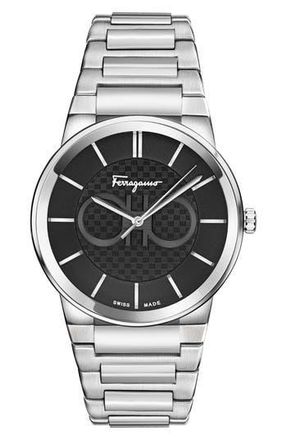 Ferragamo Guilloche Quartz Bracelet Watch, 40mm in Stainless Steel at Nordstrom Rack