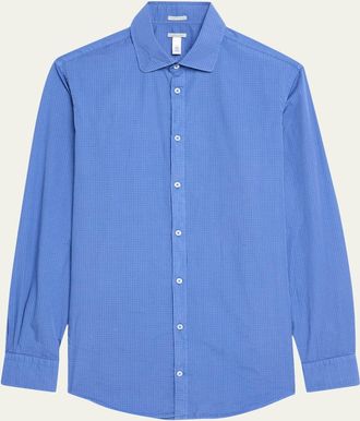Massimo Alba Mens Canary Micro-Check Button-Down Shirt