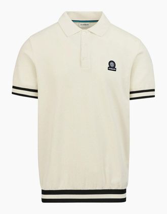Sandbanks Mens SANDBANKS STRIPE HEM POLO SHIRT ECRU - Cream - Size: 38