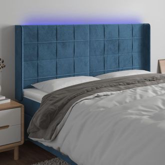 vidaXL Cabecero Con Led De Terciopelo Azul Oscuro 203x16x118/128 Cm Vidaxl